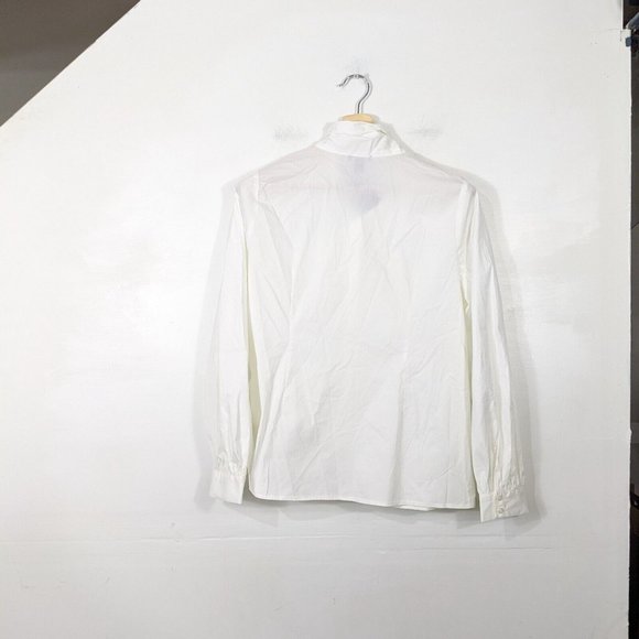HALOGEN Women's NWOT White Tie Neck Button Down Shirt Size Large - Picture 3 of 6